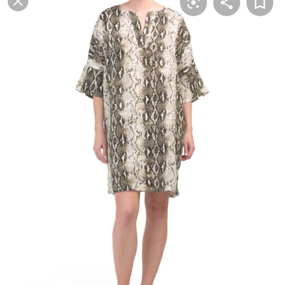 ANNA MELANI Linen Animal Print Tunic Dress